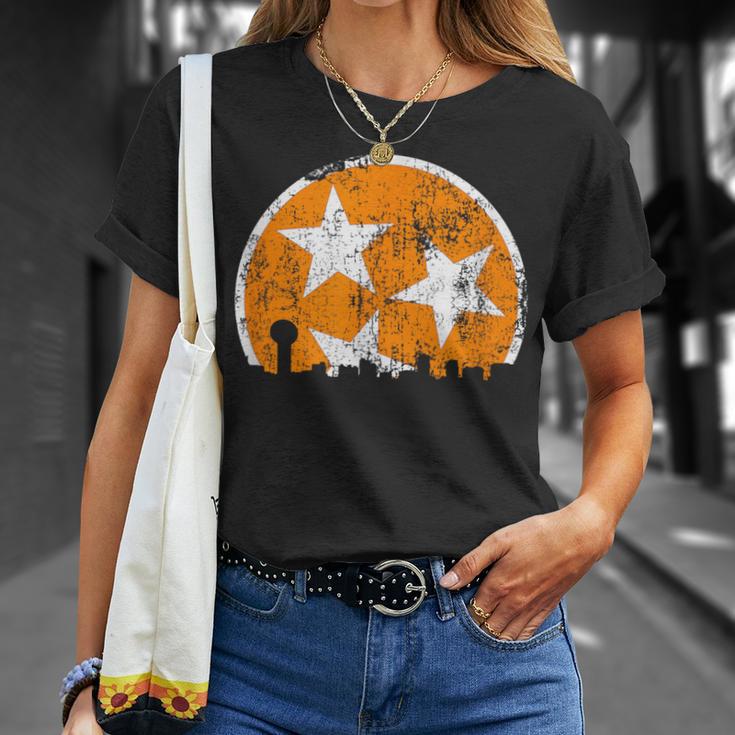 Unique Orange & White Tennessee State Flag Knoxville Skyline T-Shirt Gifts for Her