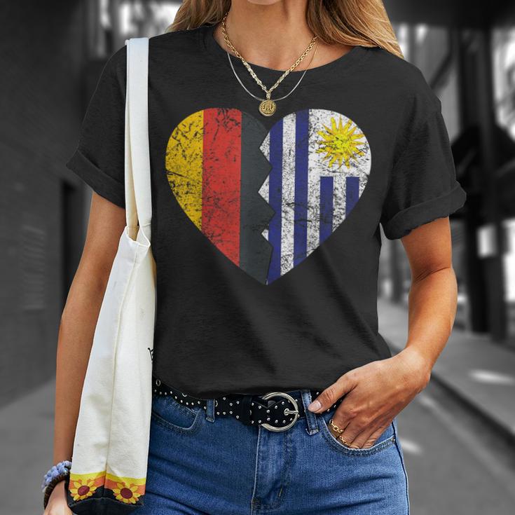 Uruguayische Deutsche Flagge Herz Deutschland Uruguay Flagge Wurzeln T-Shirt Geschenke für Sie