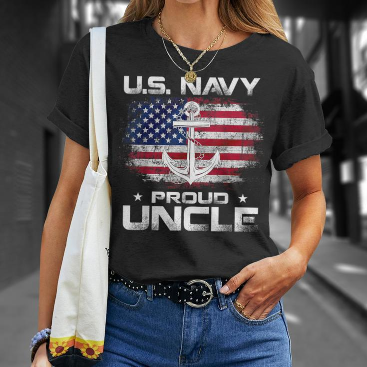 Us Navy Proud Uncle With American Flag Veteran Day T-Shirt Gifts for Her