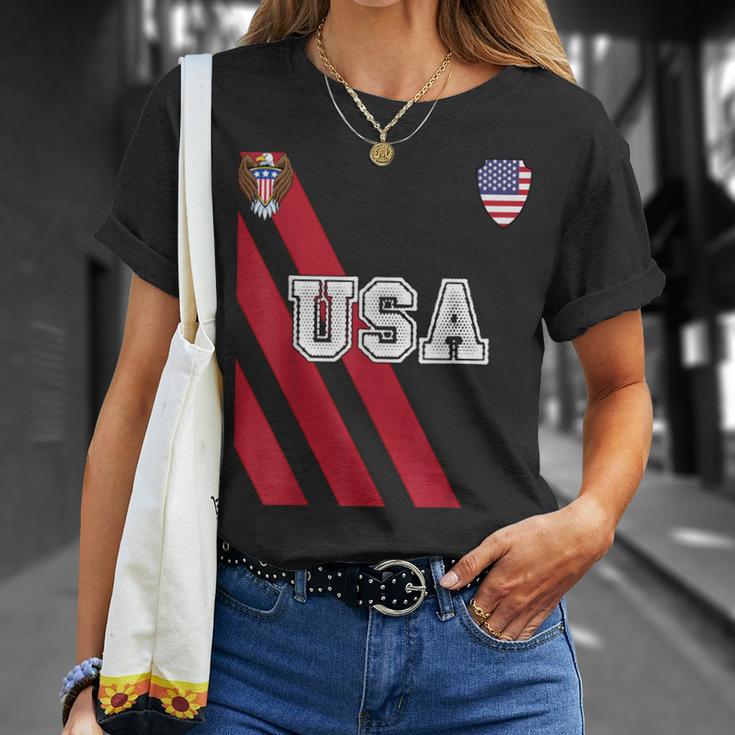 Usa America Soccer Jersey Red Blue Football Ball Travel T-Shirt Gifts for Her