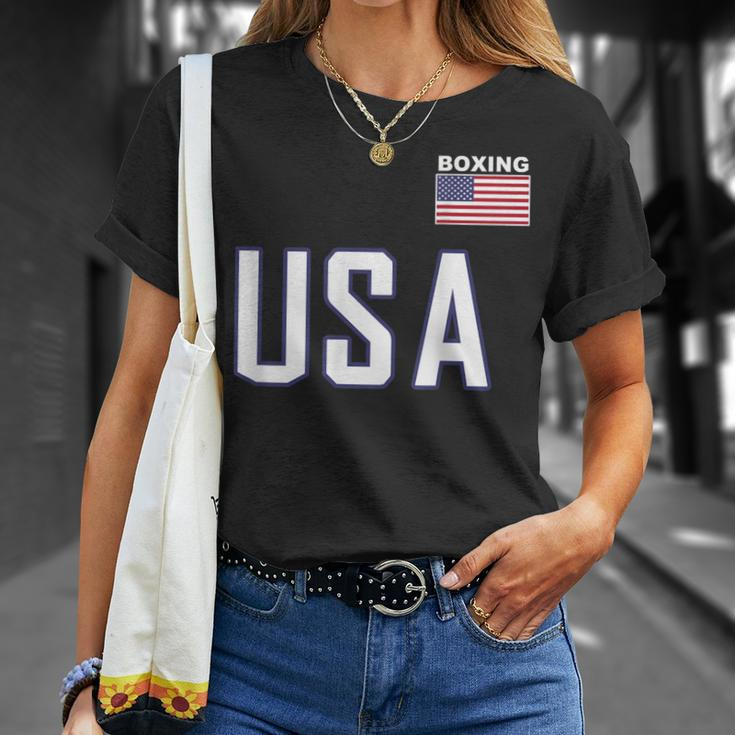 Usa Flag Boxing Cool Boxer Training Equipment Women T-Shirt Gifts for Her