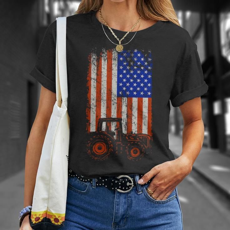 Usa Flag Tractor Farmer T-Shirt Gifts for Her