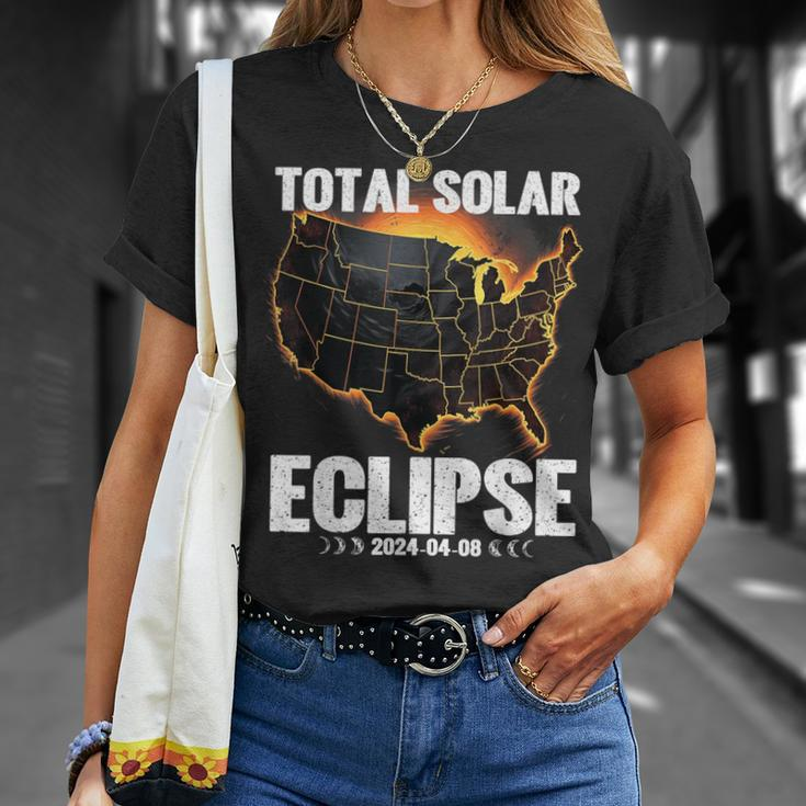 Usa Map 8 April 2024 Total Solar Eclipse 2024 T-Shirt Gifts for Her