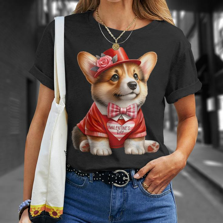 Valentines Day Corgi Heart Couples Love Corgi Dog Lovers T-Shirt Gifts for Her