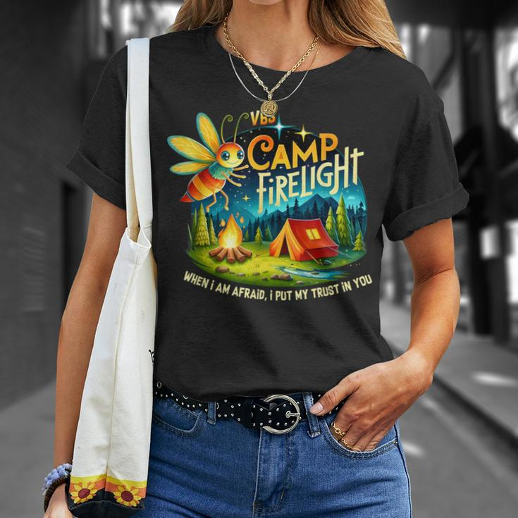 Vbs Camp Firework 2024 Camp Firelight Vacation Bible School T-Shirt Gifts for Her