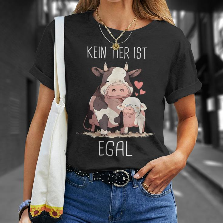 Vegetarier Kein Tier Ist Egal Veganer Kuh Schwin German T-Shirt Geschenke für Sie