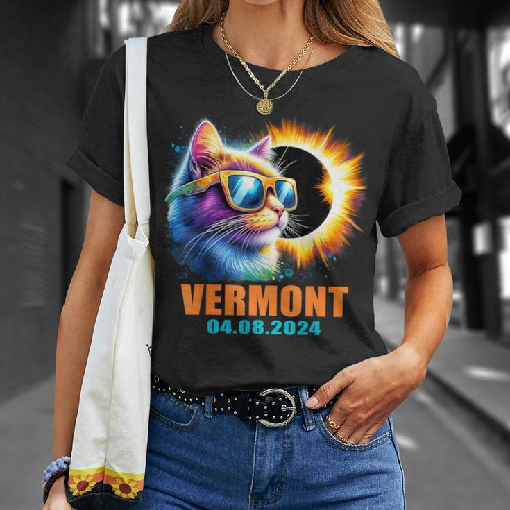 Vermont Total Solar Eclipse 2024 Cat Solar Eclipse Glasses T-Shirt Gifts for Her