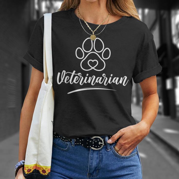 Veterinär T-Shirt mit Pfotenabdruck in Schwarz, Herzdesign für Tierärzte Geschenke für Sie