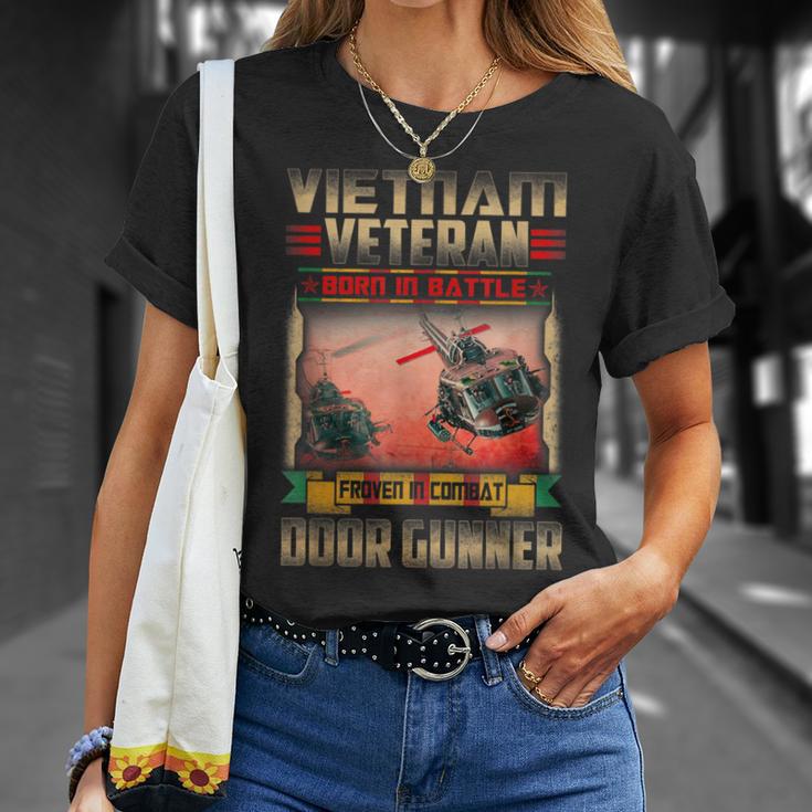 Vietnam Veteran Uh1 Huey Helicopter Door Gunner T-Shirt Gifts for Her