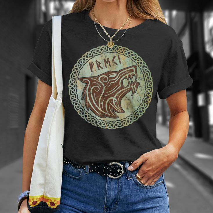 Viking Odin Wolf Fenrir Freki Norse God Myth Celtic Vintage T-Shirt Gifts for Her