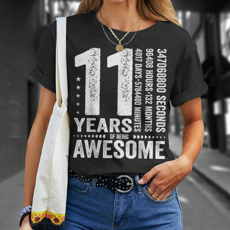 Vintage 11Th Birthday 132 Months 11 Years Old Being Awesome T-Shirt Gifts for Her