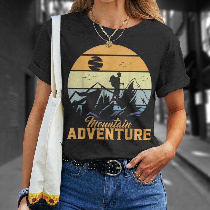 Vintage Adventure Awaits Explore The Mountains Camping T-Shirt Gifts for Her