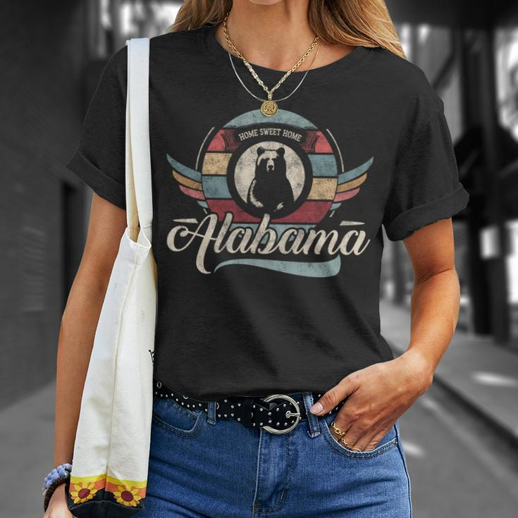 Vintage Alabama Retro Cool State Sweet Home Black Cute Bear T-Shirt Gifts for Her