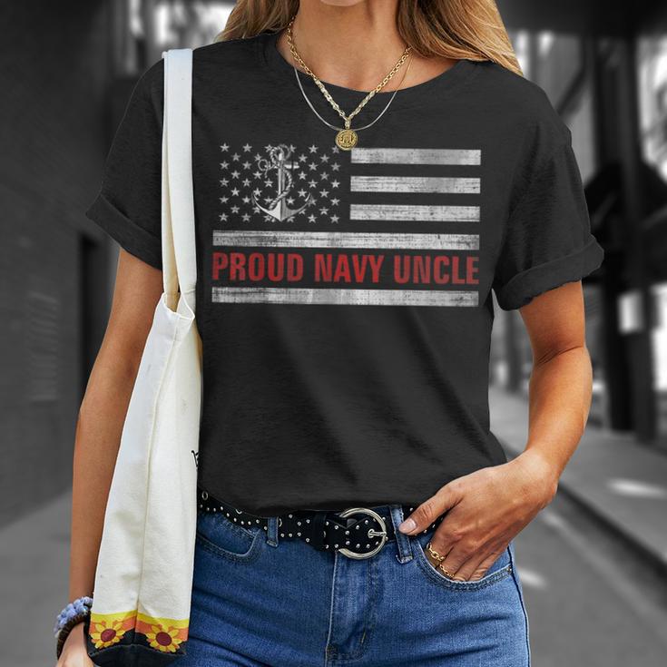 Vintage American Flag Proud Navy Uncle Veteran Day T-Shirt Gifts for Her