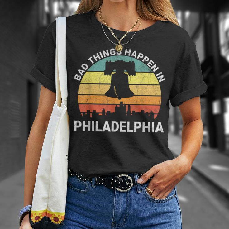 Vintage Bad Things Happen In Philadelphia Philly T-Shirt Gifts for Her