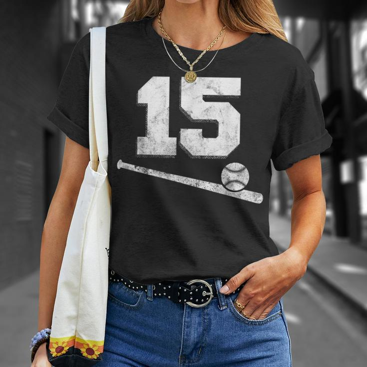 Vintage Baseball Jersey Number 15 Player Number T-Shirt Gifts for Her