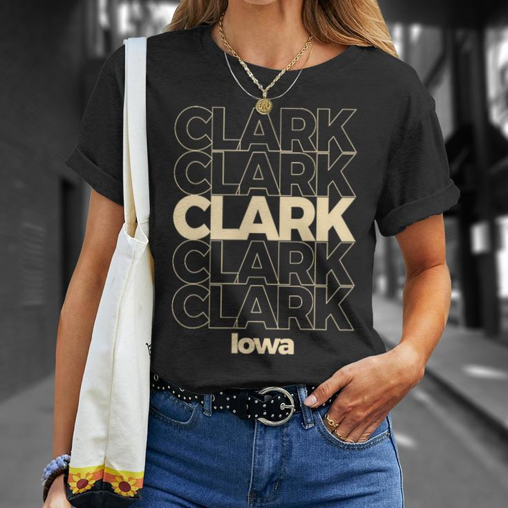 Vintage Clark Iowa Repeating Text T-Shirt Gifts for Her