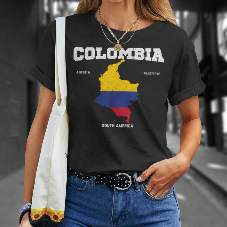 Vintage Colombian Flag Colombia Coordinates T-Shirt Gifts for Her