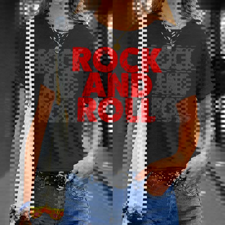 Vintage Grunge Old Rock & Roll Music Rock And Roll Camiseta unisex Regalos para ella