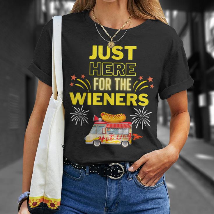 Vintage Hot Dog 4Th Of July I'm Just Here For The Wieners T-Shirt Gifts for Her