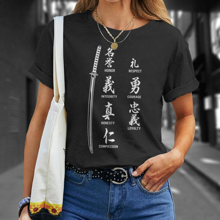 Vintage Japanese Letter Samurai Katana Sword Warrior T-Shirt Gifts for Her
