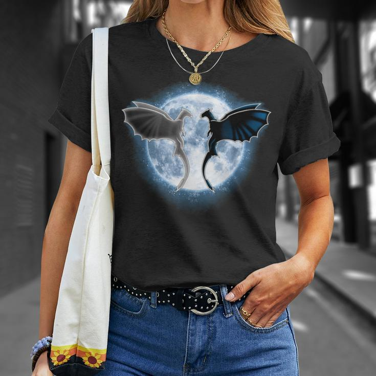 Vintage Movie Toothless Light Fury In The Moon Sweet Couple T-Shirt Gifts for Her