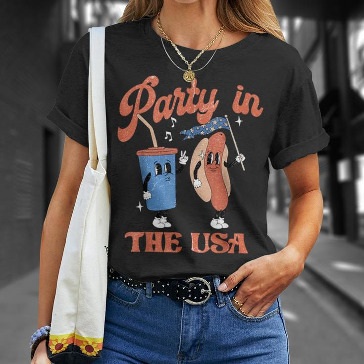 Vintage Party In Usa The 4Th Of July Hot Dog T-Shirt Gifts for Her