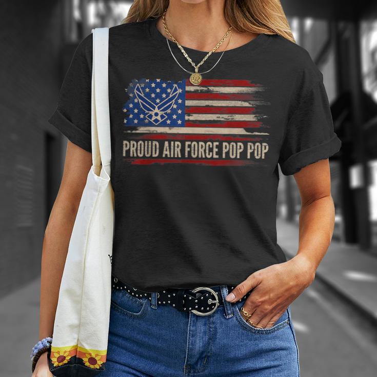 Vintage Proud Air Force Pop Pop American Flag Veteran T-Shirt Gifts for Her