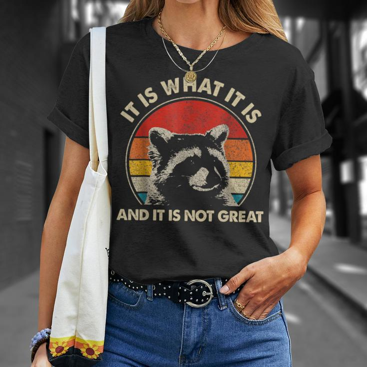 Vintage Racoon It Is What It Is And It Is Not Great T-Shirt Gifts for Her
