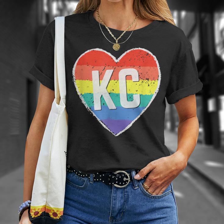 Vintage Rainbow Heart Kc T-Shirt Gifts for Her