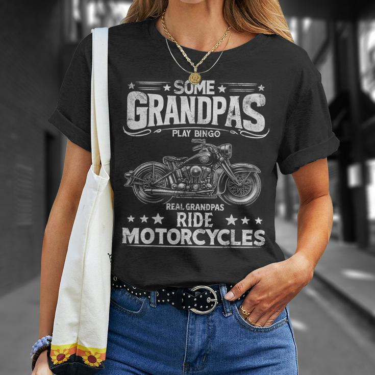 Vintage Real Grandpas Ride Motorcycles Biker Dad Mens T-Shirt Gifts for Her