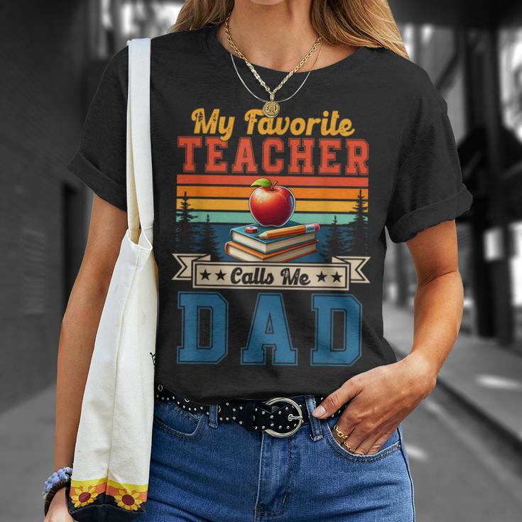 Vintage Retro My Favorite Teacher Calls Me Dad Father's Day T-Shirt Gifts for Her