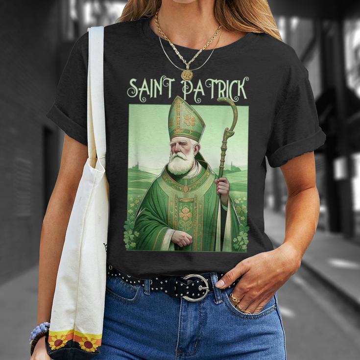 Vintage St Patrick Saint Patty Clover Catholic Prayer Faith T-Shirt Gifts for Her