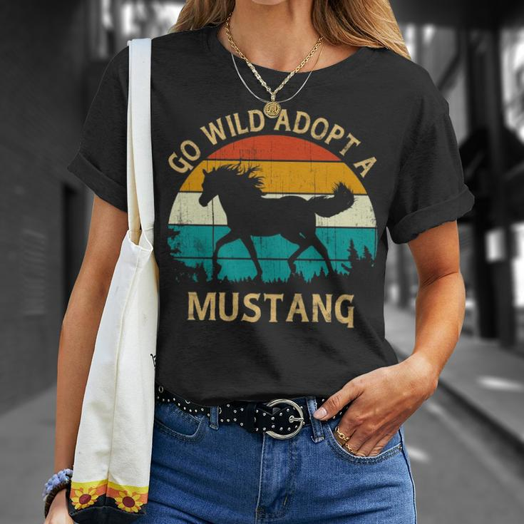 Vintage Sunset Wild Mustang Horse Go Wild Adopt A Mustang T-Shirt Gifts for Her