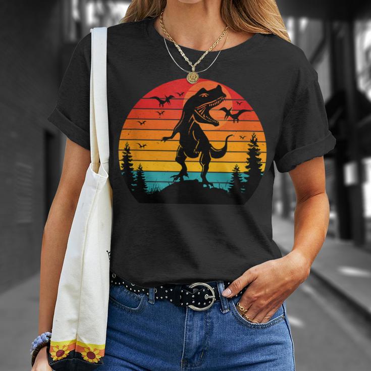 Vintage T-Rex Dinosaurier März Retro Sonnenuntergang Dinosaurier T-Shirt Geschenke für Sie