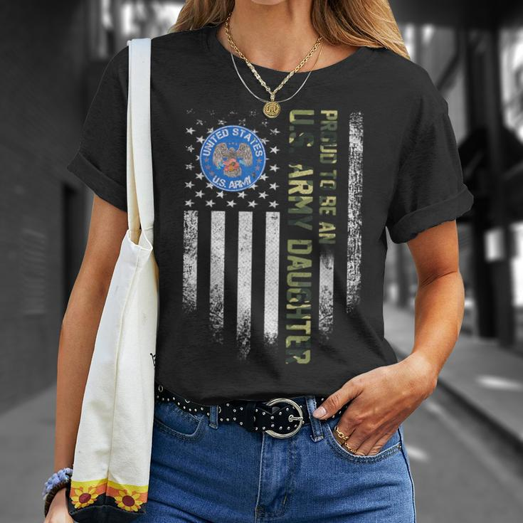 Vintage Usa American Flag Proud To Be An Us Army Daughter T-Shirt Gifts for Her