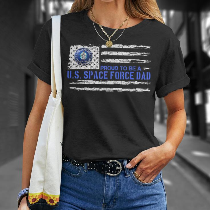 Vintage Usa American Flag Proud To Be A Us Space Force Dad T-Shirt Gifts for Her