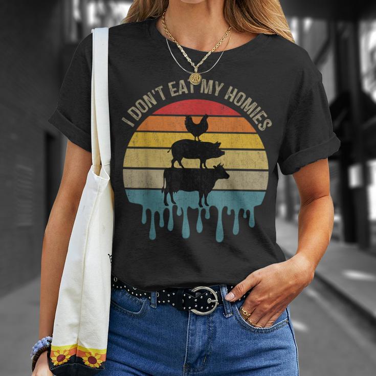 Vintage Vegetarian I Don't Eat Homies Vegan Farmer My Animal T-Shirt Gifts for Her