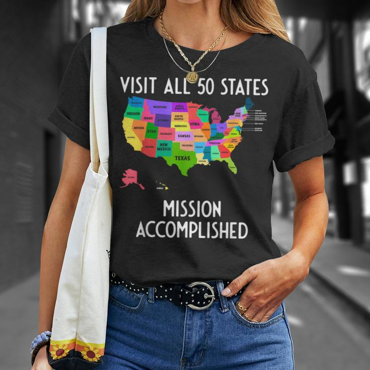 Visit All 50 States Map Usa Travel T-Shirt Gifts for Her