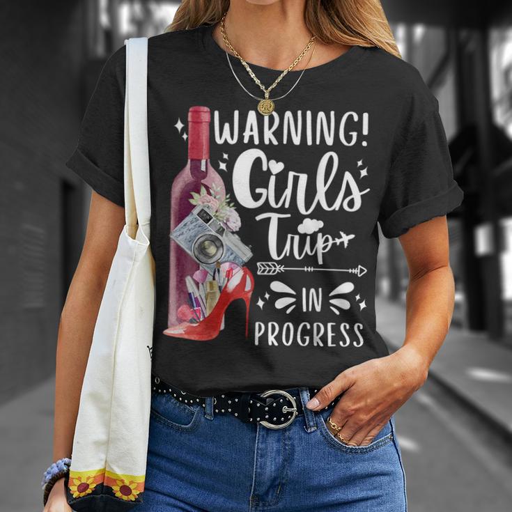 Warning Girls Trip In Progress 2024 Matching Vacation Squad T-Shirt Gifts for Her