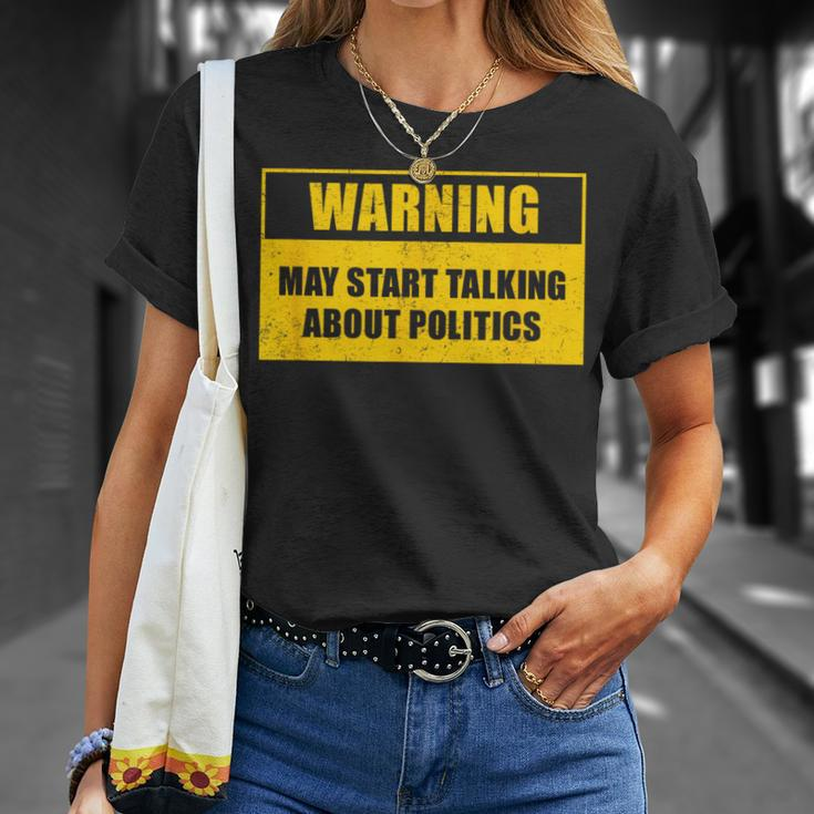 Warning May Start Talking About Politics Debate T-Shirt Gifts for Her