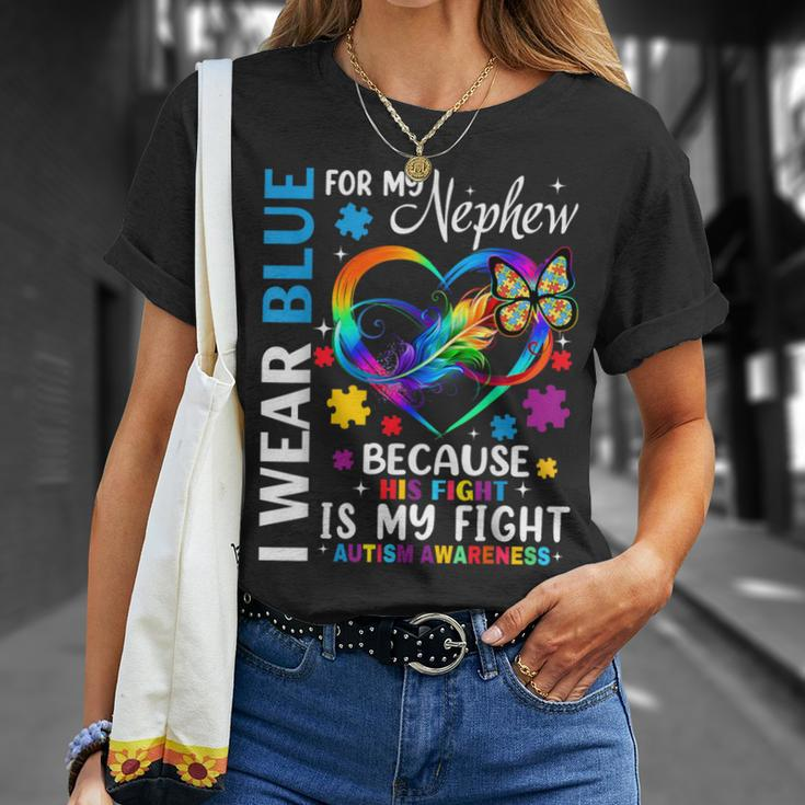 I Wear Blue For My Nephew Autism Awareness Month Uncle Aunt T-Shirt Gifts for Her