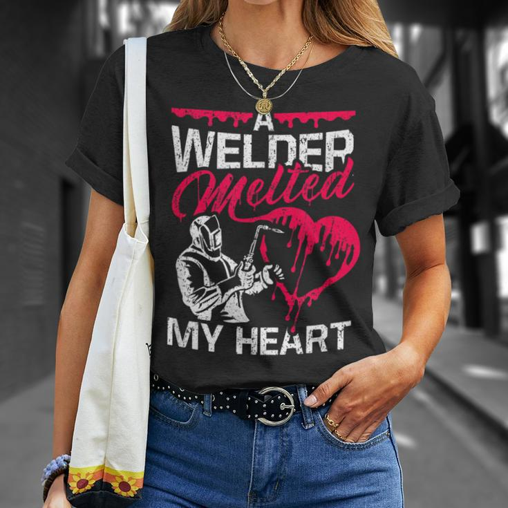 A Welder Melted My Heart Welding Lover Wife T-Shirt Gifts for Her