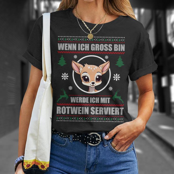 Wenn ich groß bin, serviere ich mit Rotwein Langarm-Schwarzes T-Shirt, Witziges Weinliebhaber Tee Geschenke für Sie