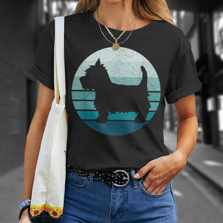 West Highland Terrier Westie Blue Retro Moon T-Shirt Geschenke für Sie