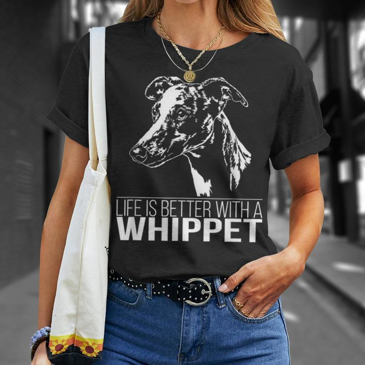 Whippet Life Is Better Greyhounds Dog Slogan T-Shirt Geschenke für Sie