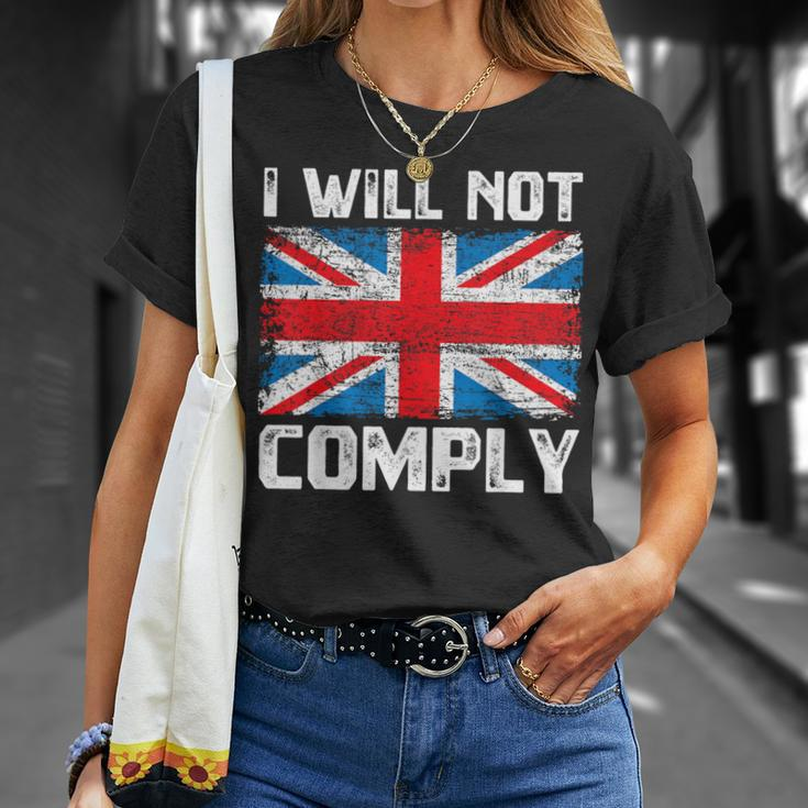 I Will Not Comply British Britain Uk Flag Vintage T-Shirt Gifts for Her
