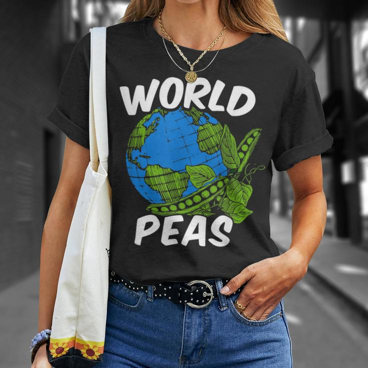 World Peas Pun Peace On Earth Globe Pea Pods T-Shirt Gifts for Her