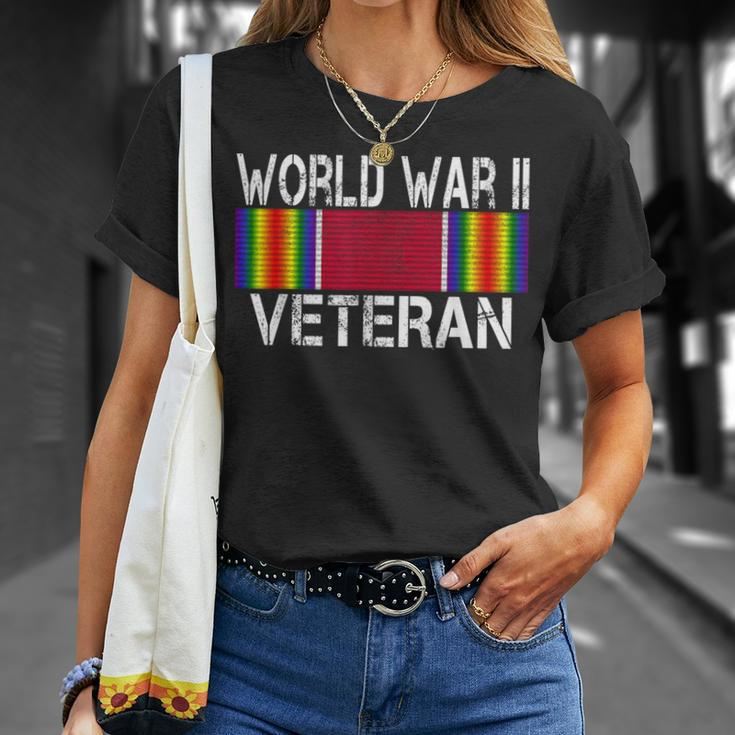 World War Ii Veteran Us Military Service Vet Victory Ribbon T-Shirt Gifts for Her