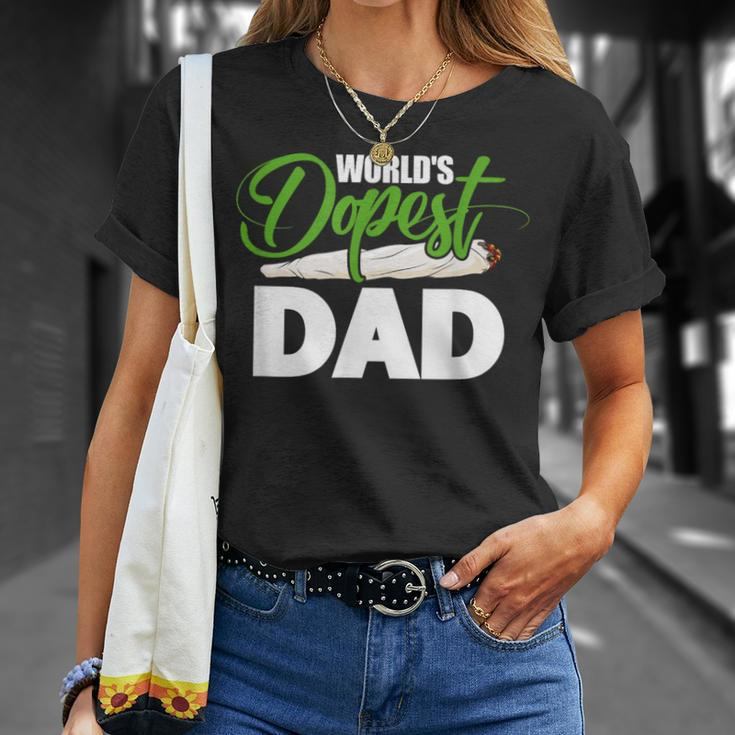 World's Dopest Dad Cannabis Marijuana Weed Fathers Day T-Shirt Gifts for Her